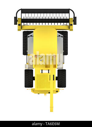 Moissonneuse batteuse Vue de dessus isolé sur blanc. Le rendu 3D Banque D'Images