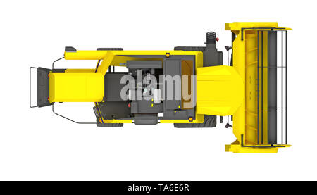 Moissonneuse batteuse Vue de dessus isolé sur blanc. Le rendu 3D Banque D'Images