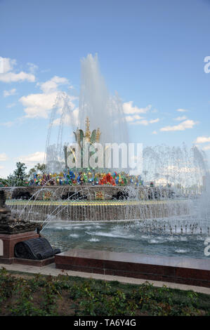 Fontaine en pierre sur le territoire de l'exposition des réalisations de l'économie nationale, Moscou, Russie . Banque D'Images