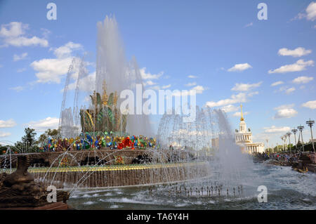 Fontaine en pierre sur le territoire de l'exposition des réalisations de l'économie nationale, Moscou, Russie . Banque D'Images