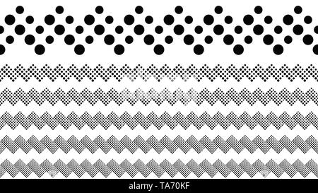 Noir et blanc géométrique motif pointillé diviseur page line set Illustration de Vecteur