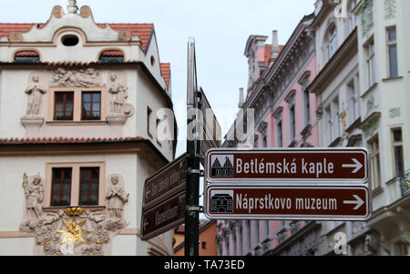 Informations touristiques sur sign in Prague Banque D'Images