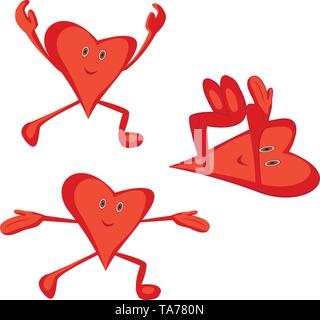 Exercices de cardio le matin pour un coeur en santé concept. Cartoon coeur faisant des exercices du matin Illustration de Vecteur