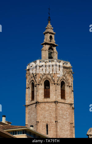 Clocher de la Cathédrale de Valencia (El Miguelete o Torre del Micalet). Valencia, Espagne Banque D'Images