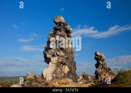 Formation rocheuse Teufelsmauer Devils (mur), faite de grès érodées. Gros plan de l'avant-pays WedderslebenHarz Mittelsteine près, Sachsen-Anhalt, Allemagne Banque D'Images