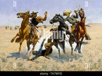 Frederic Remington, aider un camarade, Wild West peinture, 1890 Banque D'Images