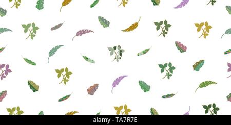 Modèle sans couture à partir de feuilles de plantes tropicales. Vector illustration dessin à la main. Des éléments isolés sur un fond blanc. Illustration de Vecteur