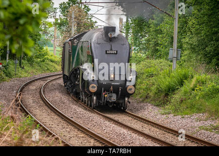 Une locomotive à vapeur Pacific heritage4 l'Union d'Afrique du Sud. Vu à Golborne Junction sur la West Coast Main Line. Banque D'Images