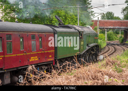 Une locomotive à vapeur Pacific heritage4 l'Union d'Afrique du Sud. Vu à Golborne Junction sur la West Coast Main Line. Banque D'Images