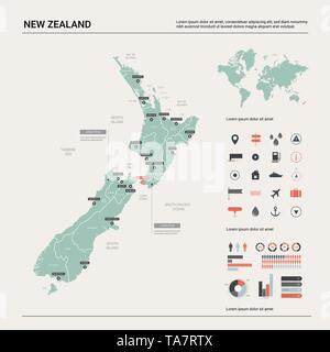 Carte Politique De La Nouvelle Zélande Avec Capital