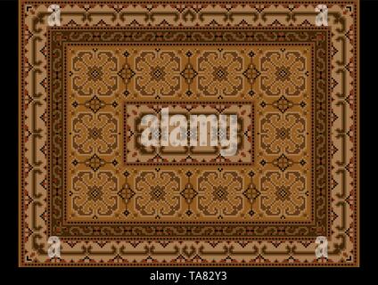 Vintage luxe tapis oriental avec ornement de tons marron et jaune Illustration de Vecteur