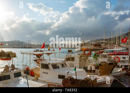 Bateaux dans le port de Bodrum, Turquie. Banque D'Images