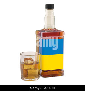 Production et consommation d'alcool des boissons dans l'Ukraine, de concept. Le rendu 3D isolé sur fond blanc Banque D'Images