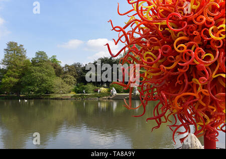 Soleil d'art en verre de Chihuly, Kew Gardens, Londres Banque D'Images