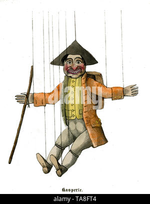 Kaspele la figure du spectacle de marionnettes par le docteur Faust, 1850 , (, ) Banque D'Images