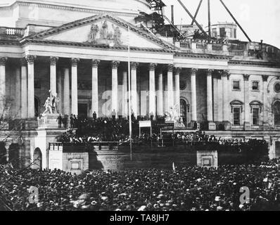 Inauguration du président américain Abraham Lincoln, Capitole, Washington DC, USA, le 4 mars 1861 Banque D'Images