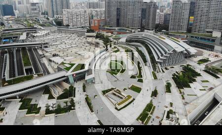 La gare de Kowloon Ouest exteior, high speed rail hong kong à Shenzhen, partie de Guangzhou-Shenzhen et Hong Kong Express Rail Link Banque D'Images