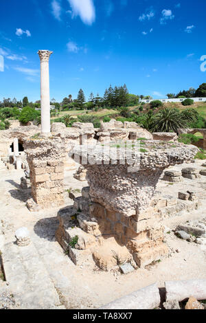 Carthage. Le site archéologique de Carthage, les thermes de l'empereur. Il ia situé près de Saint Louis Cathedral (l'Acropolium) à Byrsa. Tu Banque D'Images