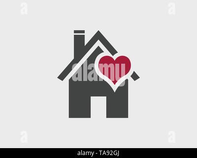 Chambre et coeur aimant, vector icon Illustration de Vecteur