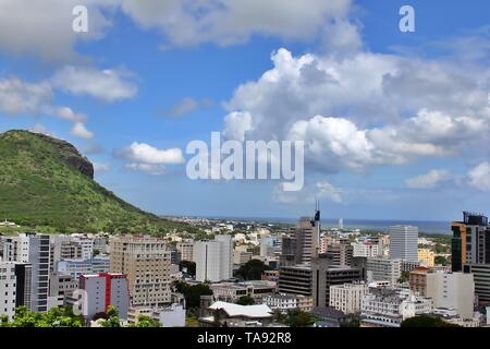 Cityscape vue depuis le pont d'observation dans le Fort Adélaïde, Port Louis, Ile Maurice Banque D'Images