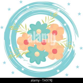 Fleurs et décoration feuilles avec de la peinture et illustration design vector pattern stars Illustration de Vecteur