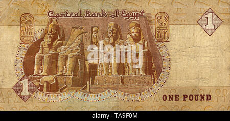 Aus Ägypten, 1 Billets Pfund, Abu Simbel Tempel, 1996, Livre égyptienne banknote Banque D'Images