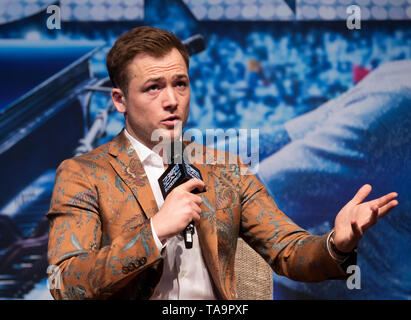 Séoul, Corée du Sud. 23 mai, 2019. Egerton Taron acteur assiste à une conférence de presse pour son nouveau film 'Rocketman' à Séoul, Corée du Sud, le 23 mai 2019. Le film sortira en France le 5 juin. Credit : Lee Sang-ho/Xinhua/Alamy Live News Banque D'Images