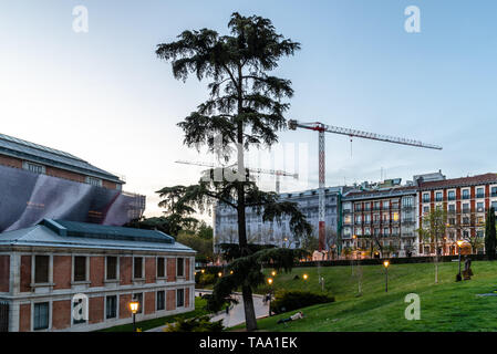 Madrid, Espagne - 14 Avril 2019 : Musée du Prado à Madrid au coucher du soleil. C'est le principal musée d'art national espagnol Banque D'Images