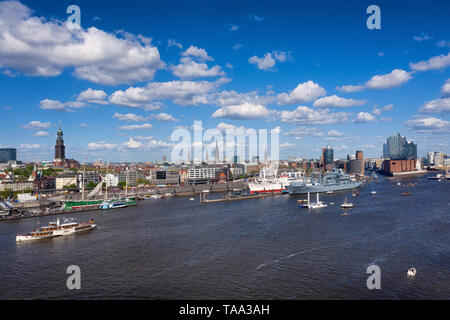 Vue aérienne de l'Elbe à Hambourg Banque D'Images