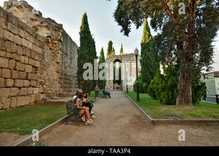 L'Alcazaba, une fortification mauresque construite en 835. Site du patrimoine mondial de l'Unesco, Mérida. Espagne Banque D'Images