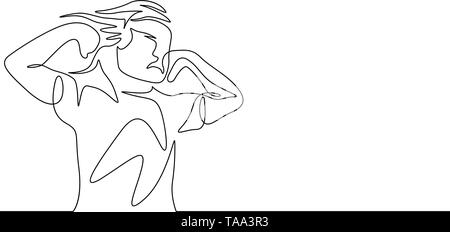 Une ligne continue dimensions Girl power super héros posent Illustration de Vecteur