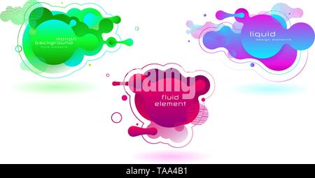 Ensemble de couleurs vives futuriste fluide des formes géométriques. Éléments gradient liquide Illustration de Vecteur