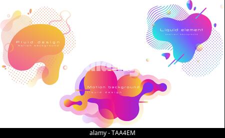 Ensemble de formes liquides. Formes fluides. Motion de fond. Illustration de Vecteur