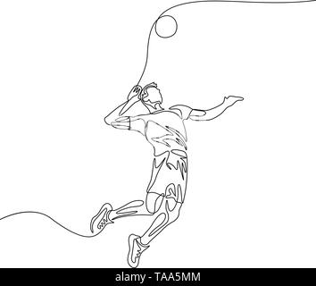 Une ligne continue de volley-ball homme passe à lancer la balle Illustration de Vecteur