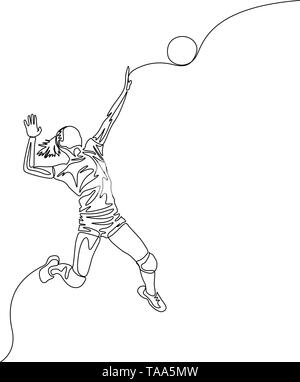 Une ligne continue de volley-ball femme saute à lancer la balle Illustration de Vecteur