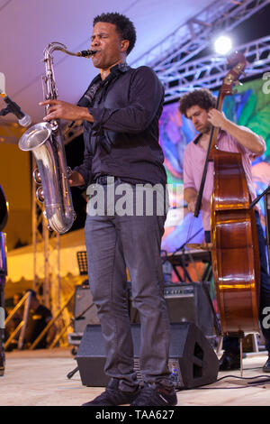 Musiciens sur scène au Festival de Jazz de DR Banque D'Images