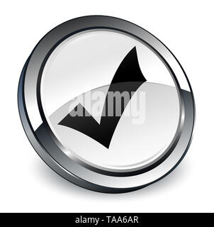 L'icône de validation isolé sur blanc bouton rond 3d abstract illustration Banque D'Images