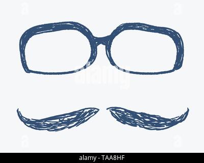 Hipster objets définir doodle - Lunettes et moustache vector illustration. Illustration de Vecteur