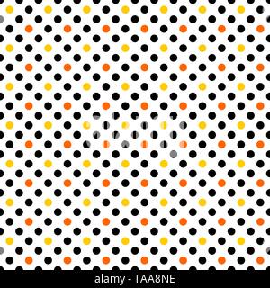 Polka Dots la texture. Noir, jaune et orange sur fond blanc. Fashion style classique en arrière-plan transparent. Illustration de Vecteur