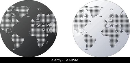 Globe simple forme, carte du monde créé à partir de points sur blanc . Concept de connexion global. Illustration de Vecteur