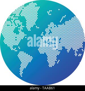 Globe simple forme, carte du monde créé à partir de points sur blanc . Concept de connexion global. Illustration de Vecteur