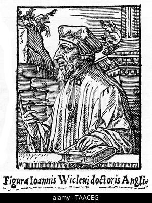 John Wycliffe (c1320-1384). C'est le plus ancien connu 'portrait' du réformateur et est pris de John Bale (1495-1563) Illustrium Maioris Britanniae scriptorum summarium, 1548. Banque D'Images