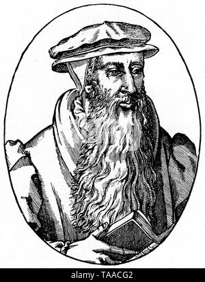 John Knox (c1514-1572). Par Théodore de Bèze (1519-1605). À partir d'une gravure sur bois à Théodore de Bèze's 'icônes', 1580. Clergyman écossais John Knox était un chef de la Réforme protestante et est considéré comme le fondateur de la confession presbytérienne en Écosse. Banque D'Images