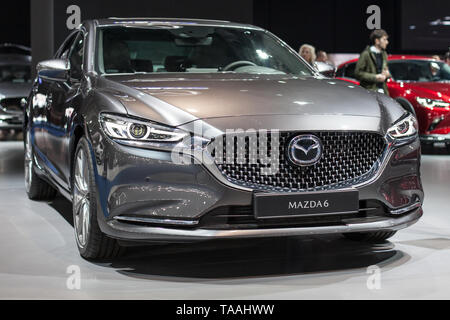 Barcelone, Espagne - 19 mai 2019 : Mazda 6 Sedan en vedette à Barcelone de l'Automobile 2019 à Barcelone, Espagne. Banque D'Images