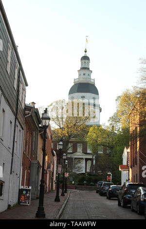 Maryland State House à Annapolis, MD, USA, vu de St Francis Banque D'Images