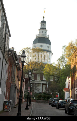 Maryland State House à Annapolis, MD, USA, vu de St Francis Banque D'Images