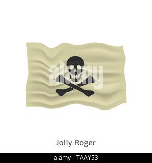 Jolly Roger drapeau. Drapeau pirate avec crâne et os Illustration de Vecteur