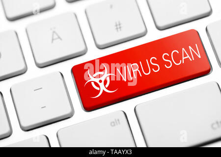 Virus scan touche au clavier Banque D'Images