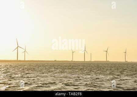 Belle Vue des éoliennes à Gaomei Les zones humides à Taiwan Banque D'Images