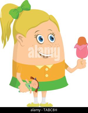 Petite fille avec de la crème glacée Illustration de Vecteur